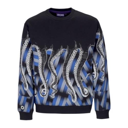 Octopus Svart Crewneck Sweatshirt med Octopus Print Black, Herr