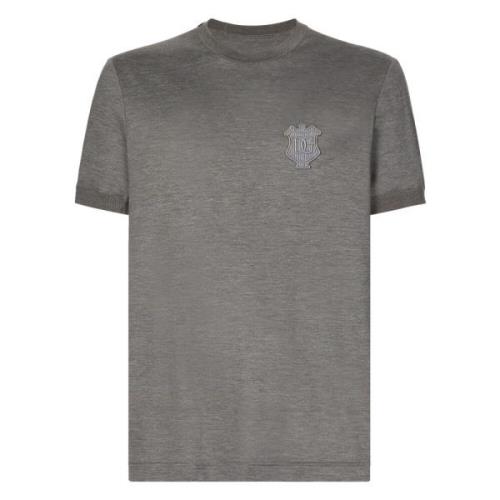 Dolce & Gabbana Grå T-shirts och Polos Slim Crest Gray, Herr