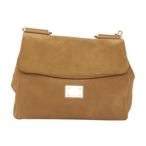 Dolce & Gabbana Beige Aw23 Kvinnors Läderhandväska Brown, Dam