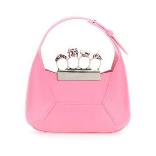 Alexander McQueen Mini Juvelerad Hobo-väska med Avtagbar Kedja Pink, D...