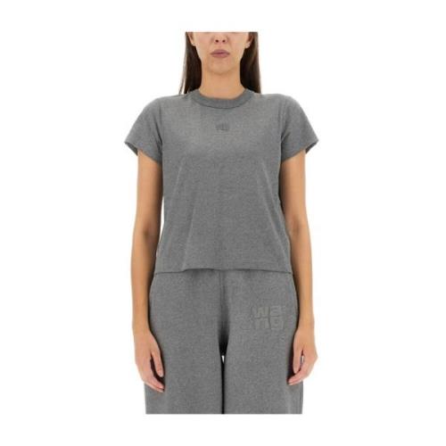 Alexander Wang T-shirt med logotryck Gray, Dam