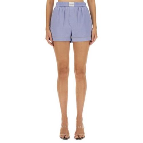 Alexander Wang Logo Elastiska Midjeshorts Blue, Dam