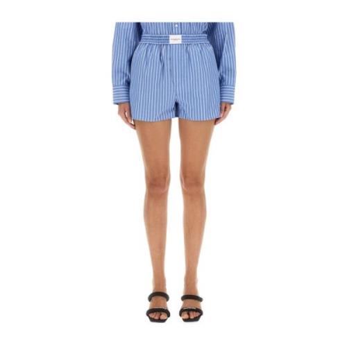 Alexander Wang Logo Elastisk Midje Shorts Blue, Dam