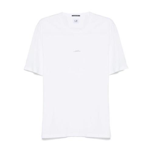 C.p. Company Vit Jersey Logotyp Tryckt T-shirt White, Herr