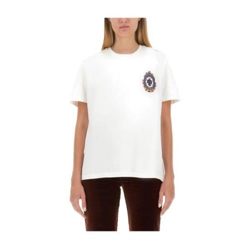 Etro T-shirt med broderat logotyp White, Dam