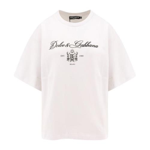 Dolce & Gabbana Vit Logo Print T-shirt Beige, Dam