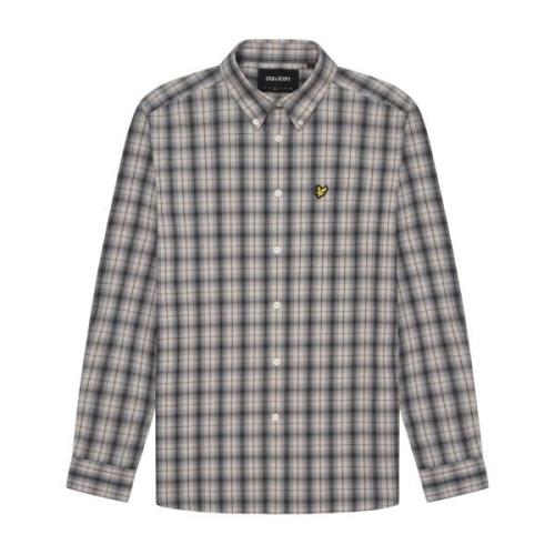 Lyle & Scott Rutig Poplin Skjorta Gray, Herr