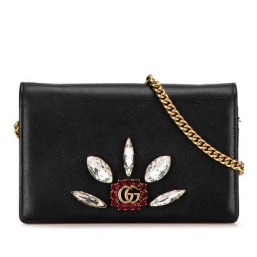 Gucci Vintage Pre-owned Laeder crossbodyvskor Black, Dam