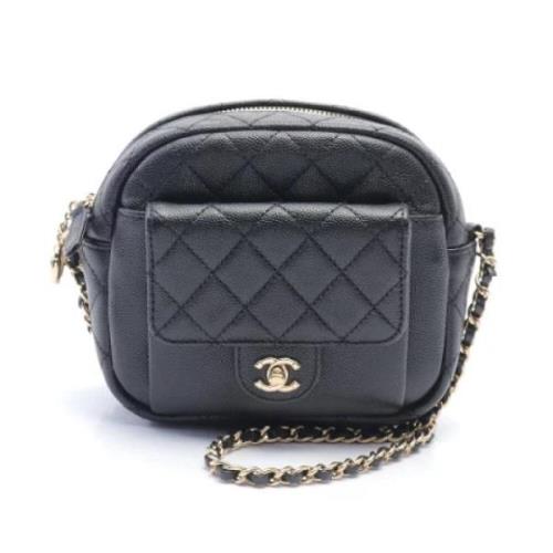 Chanel Vintage Pre-owned Tyg axelremsvskor Black, Dam