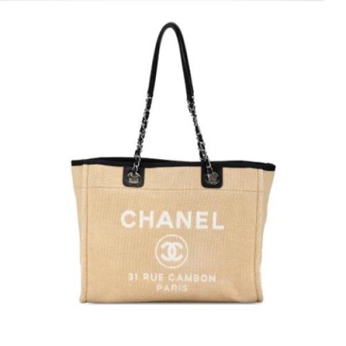 Chanel Vintage Pre-owned Canvas chanel-vskor Beige, Dam