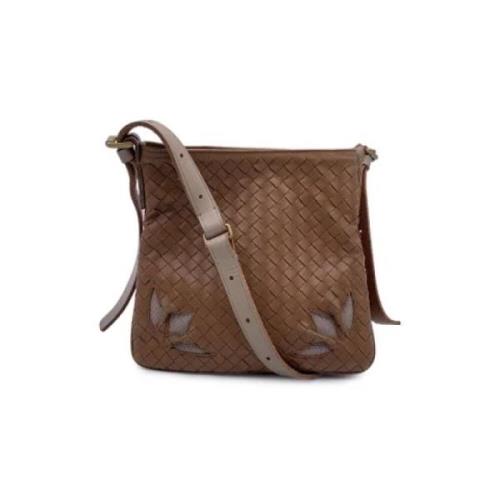 Bottega Veneta Vintage Pre-owned Laeder crossbodyvskor Beige, Dam