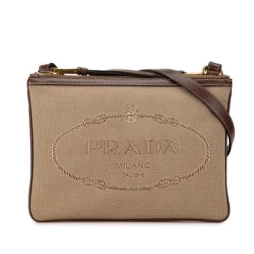 Prada Vintage Pre-owned Canvas crossbodyvskor Beige, Dam