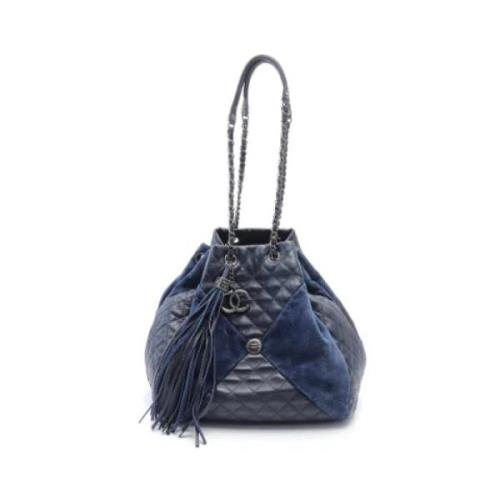 Chanel Vintage Pre-owned Mocka axelremsvskor Blue, Dam