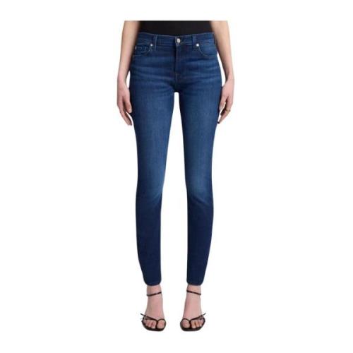 7 For All Mankind Mörka Skinny Jeans med dekorerad squiggle Blue, Dam