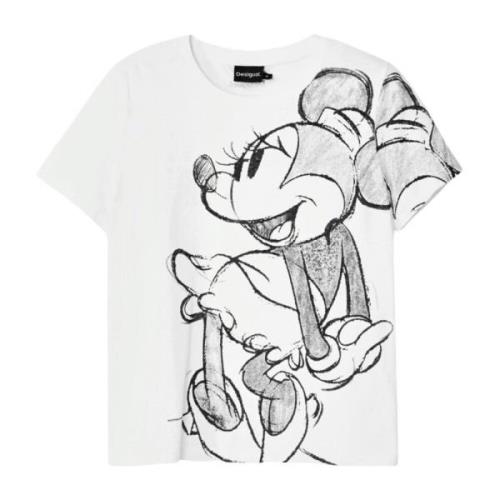 Desigual Mickey Drawing Dam T-shirt Kollektion White, Dam