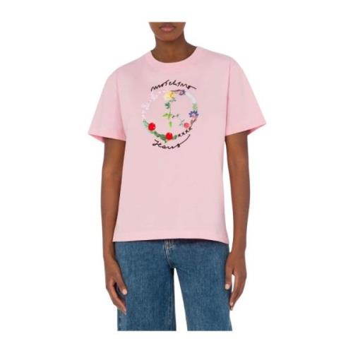 Moschino Rosa Tryckt T-shirt med Kort Ärm Pink, Dam