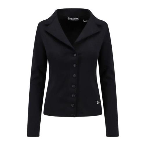 Dolce & Gabbana Svart V-ringad Blazer med Bågdetalj Black, Dam