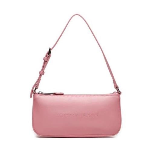 Tommy Jeans Rosa Axelväska PU Läder Pink, Dam