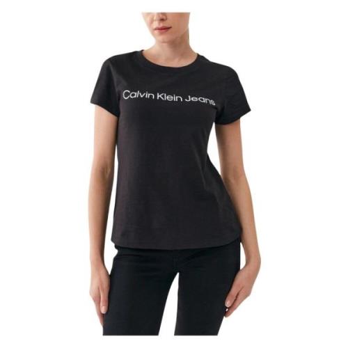 Calvin Klein Jeans Logo T-shirt Kvinnor Höst/Vinter Kollektion Black, ...