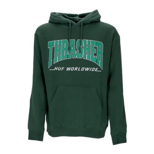 HUF Grön hoodie med Thrasher-logotyp Green, Herr