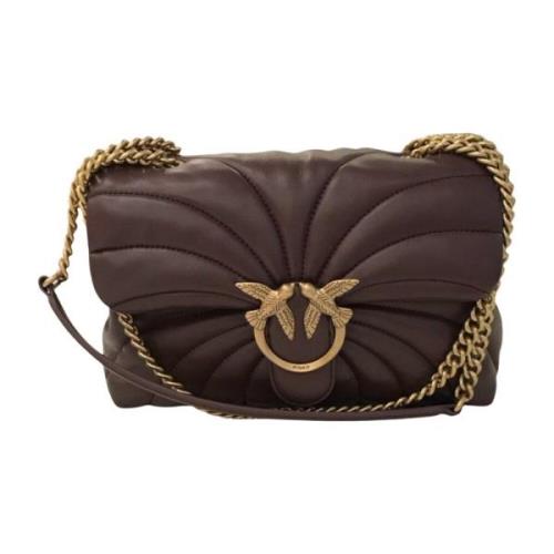 Pinko Quiltad Love Bag med metallspänne Brown, Dam