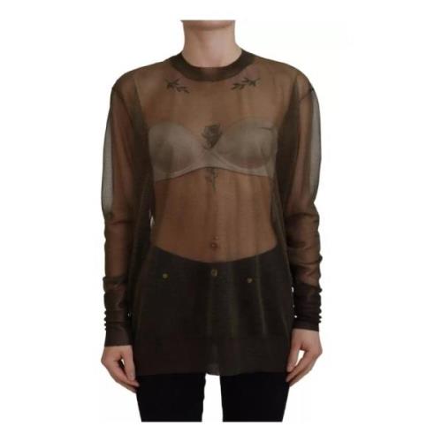 Dolce & Gabbana Svart Transparent Långärmad Topp Black, Dam