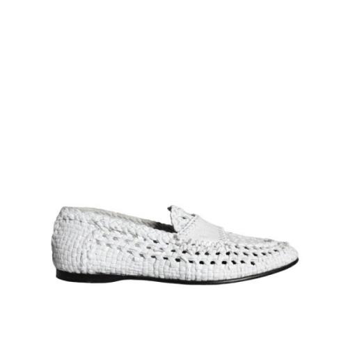 Dolce & Gabbana Vita Vävda Läder Loafers White, Herr