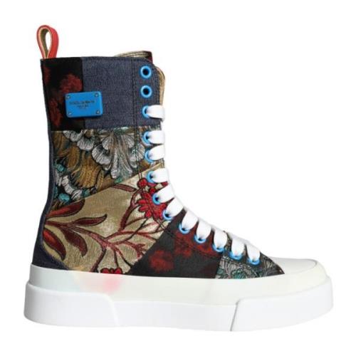 Dolce & Gabbana Multifärgad Patchwork High Top Sneakers Multicolor, Da...