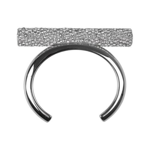 Alexander McQueen Ikonisk Cross-Bar Kristallarmband Gray, Dam