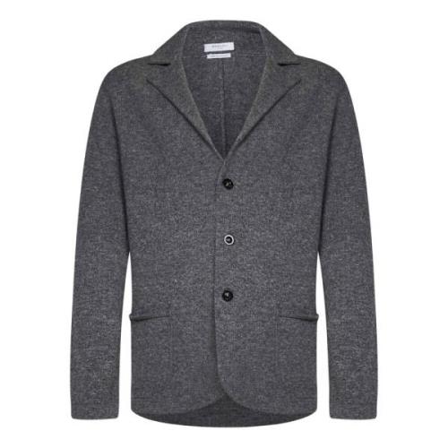 Boglioli Grå Stickad Blazer-Stil Kofta Aw24 Gray, Herr