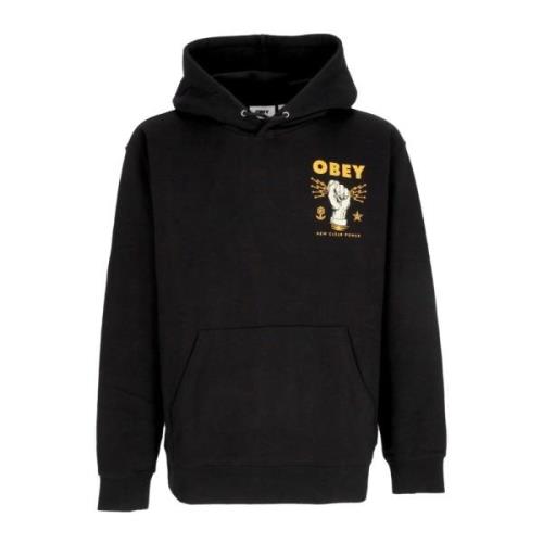 Obey Lätt Huva Ny Clear Power Hoodie Fleece Svart Black, Herr