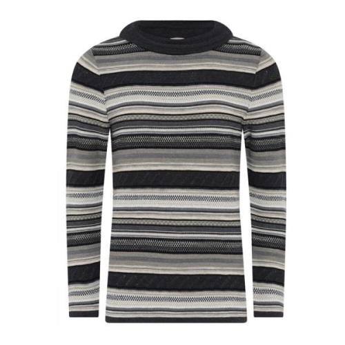 Skovhuus Randig Jacquard Pullover Blus Kol Multicolor, Dam