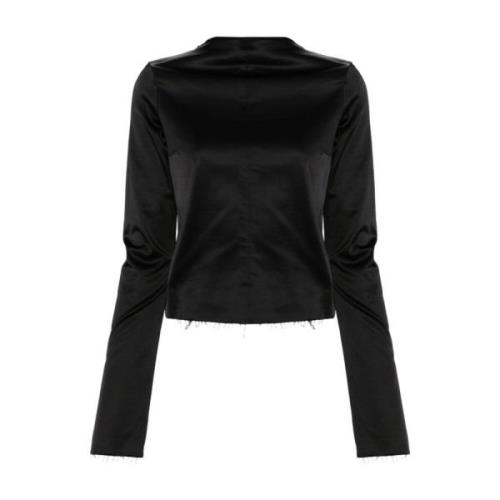 MM6 Maison Margiela Svart Satin Logo Topp Black, Dam