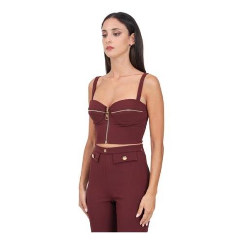 Elisabetta Franchi Bordeaux Zip Top Elegant Höst Vinter Red, Dam