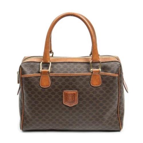 Celine Vintage Pre-owned Belagd canvas axelremsvskor Brown, Dam