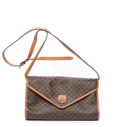 Celine Vintage Pre-owned Belagd canvas axelremsvskor Brown, Dam