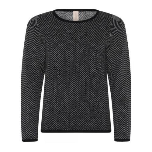 Skovhuus Zig Zag Mönstrad Pullover Blus Svart/Off Black, Dam