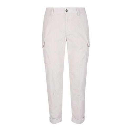 Eleventy Sammet Corduroy Cargo Byxor White, Herr