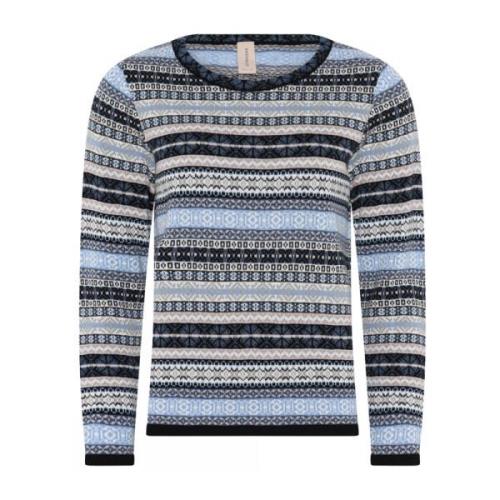 Skovhuus Jaquard Pullover Blus Svart/Blå Multicolor, Dam