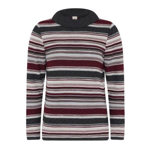 Skovhuus Randig Jacquard Pullover Blus Grå/Bourg Multicolor, Dam