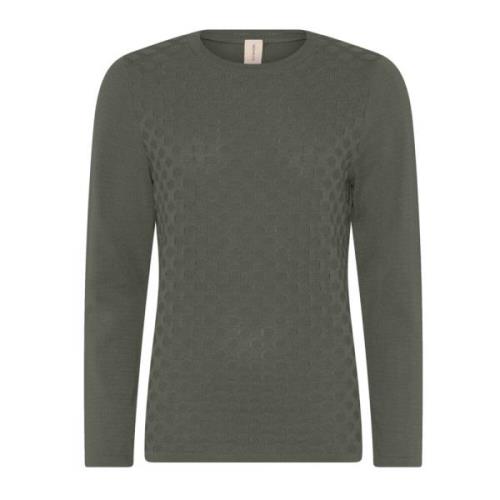 Skovhuus Prickig Struktur Pullover Blus Myrtle Green, Dam