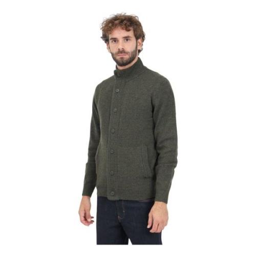 Barbour Grön Cardigan med Armbågslappar Green, Herr