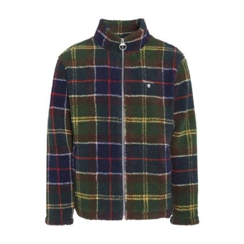 Barbour Tartan Fleece Zip Through Sweaters Multicolor, Herr