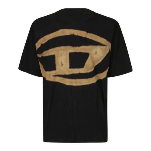 Diesel Bomull T-shirt med Kontrasttryck Black, Herr