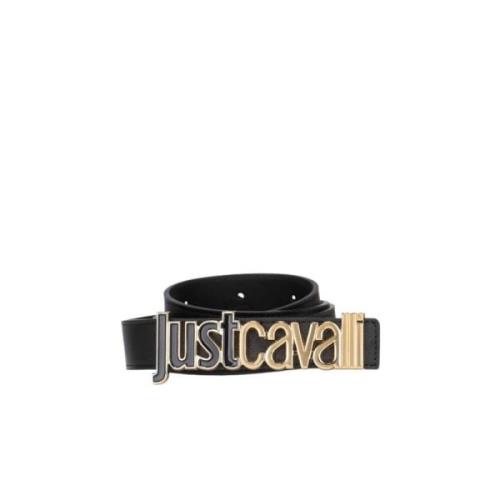 Just Cavalli Svart Logotyp Fram Bälte Black, Dam