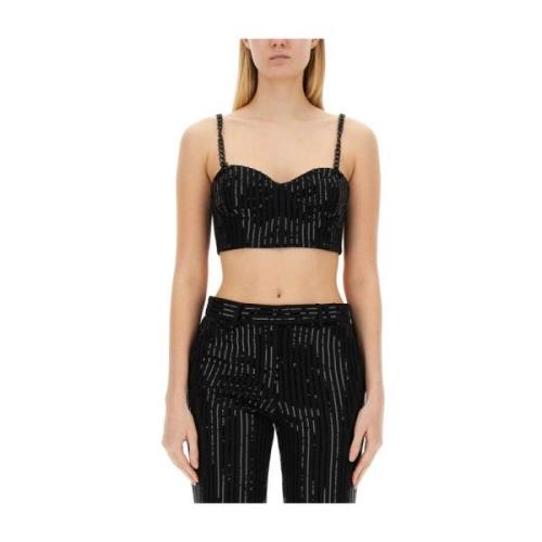 Michael Kors Snygg Crepe Bustier Topp Black, Dam