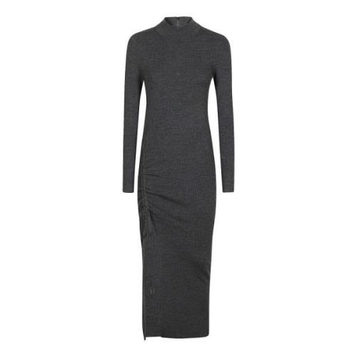 Michael Kors Rynkad Merino Midi Klänning Gray, Dam