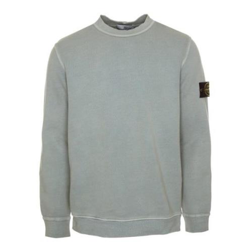 Stone Island Diagonalt Vävt Sweatshirt med Rund Hals Gray, Herr