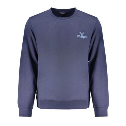 Wrangler Blå Crew Neck Tröja med Logo Print Blue, Herr