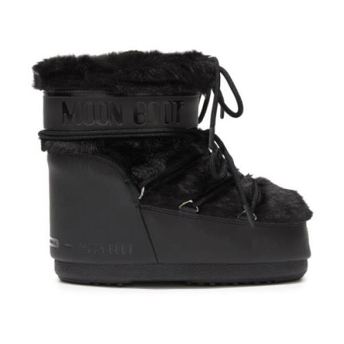 Moon Boot Vinterkängor med fuskpäls och snörning Black, Dam